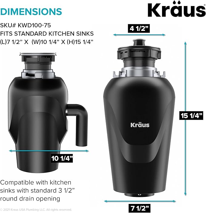 KRAUS Standart PRO™ 32-inch 16 Gauge Undermount 60/40 Double Bowl Stainless Steel Kitchen Combo with WasteGuard™ Continuous Feed Garbage Disposal, KHU103-32-100-75MB