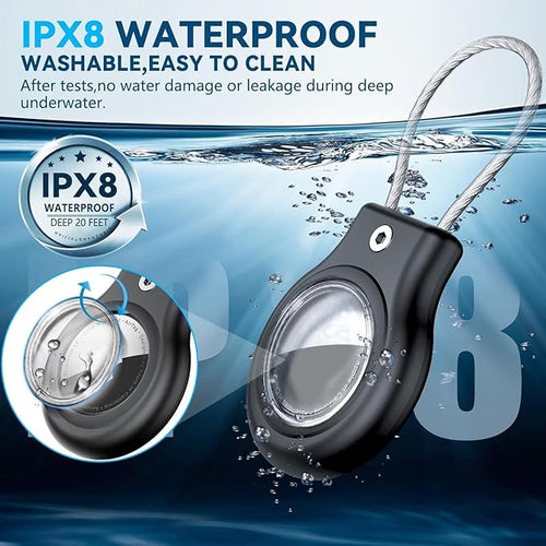 2 Pack Airtag Holder,Waterproof AirTag Case with Secure Lock, Airtags Keychain for Apple Airtag,Anti-Lost Protective Case Air tag Accessories for GPS Item Finder Tracker Luggage, Key,Pet,Cat Dog,Black