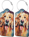 Dog Leather Luggage Tag with Stainless Steel Ring, Fun Name Id Card Cover Travel Bag Tag Set, Suitable for Travel Bag Luggage Women Men 4 PCS