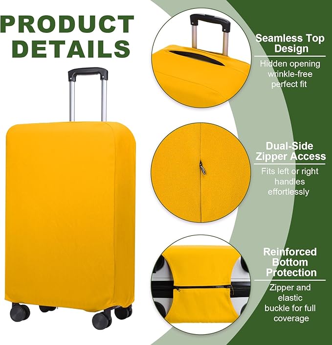 PATIKIL Luggage Cover, Suitcases Covers Elastic Carry on Cover Protector Washable Scratch-Resistant Fits 24-25 Inch Luggage for Travel Business Trips, Yellow