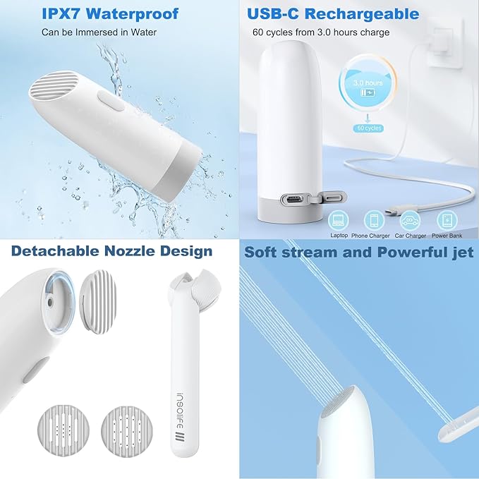 Portable Bidet | High Pressure | Travel Bidets with 2 Different Nozzle | Rechargeable Electric Portable Bidet for Men & Women | Portable Bidets for Travel (‌Military Green)