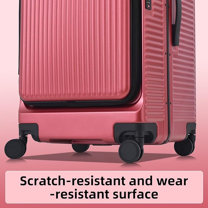 2 pieces 20/29 Aluminum Frame Carry On and Checked Luggage Set with Side Opening, Lightweight Hardshell ABS+PC Trunk Suitcase with TSA Lock, 360° Universal Wheels & Adjustable Handle,Wine Red