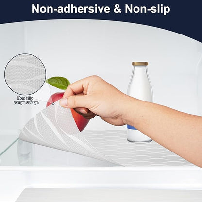 Shelf Liner, Waterproof Refragerator Liner, Drawer Liners for Kitchen Cabinet, Bathroom Sink Mat No Slip Cupboard Mats Non Adhesive Fridge Liner EVA Place Mats Roll - Clear Wave 17.5"×197"