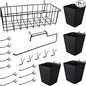 G.CORE Peg Board Organizer 21 Pack, Pegboard Accessories with Baskets Cups Hooks - 1/8" & 1/4" Peg Board Wall Tool Organizers, Utility Holders & Hangers for Garage Craft Workbench (Black & Black)