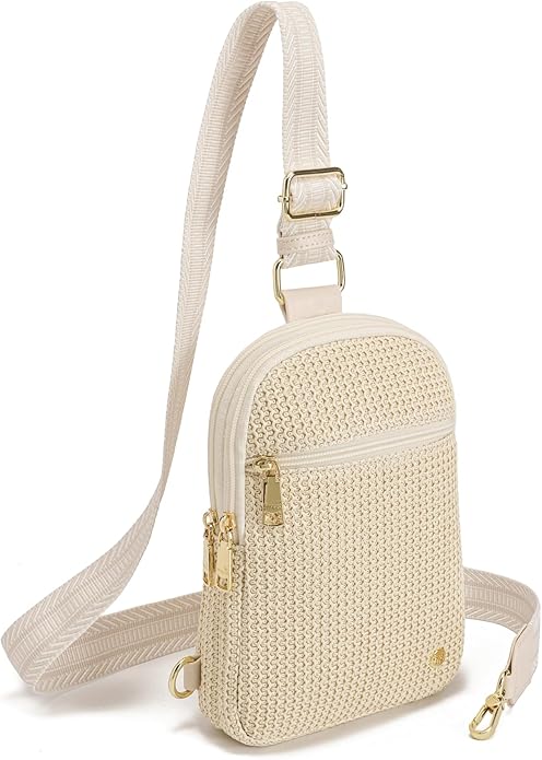 Haytijoe Summer Straw Purse Small Sling Bag RFID Blocking Crossbody Bags for Women Beach Raffia Bags Fanny Packs