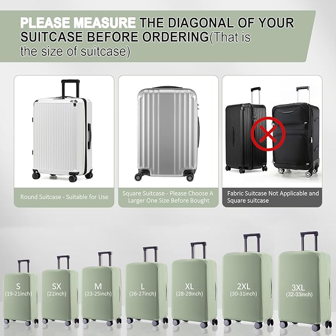 Travel Luggage Cover Suitcase Protector Scratch-Resistant Fit 19-31 Inch Suitcase, Not Included Suitcase (Cyan, 3XL(32-33inch))