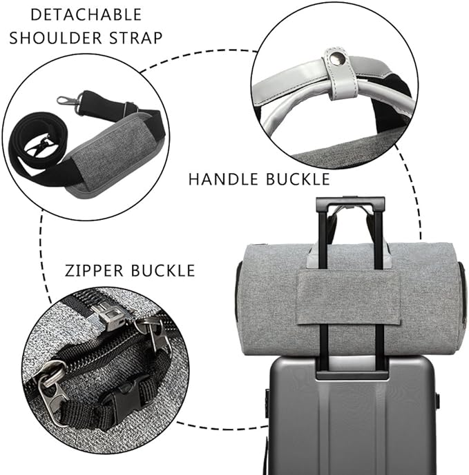 Modoker Convertible Garment Bag with Shoulder Strap, Carry on Garment Duffel Bag for Men Women - 2 in 1 Hanging Suitcase Suit Travel Bags (Grey)