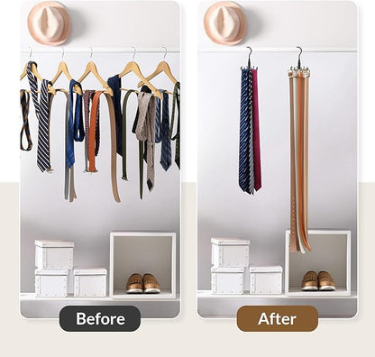 ZEDODIER Tie Hanger for Closet, Rotatable Tie Organizer for Men with 8 Hooks, Heavy Duty Space Saving Tie Rack for Ties and Belts, Black