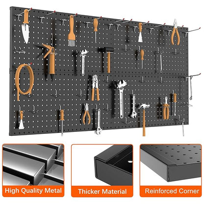 TORACK 4-Pack 12x24 inch Metal Pegboard Panels for Wall, Garage Tools Pegboard for Workbench, Modular Peg Board, Tool Organizer Board for Pegs(Black)