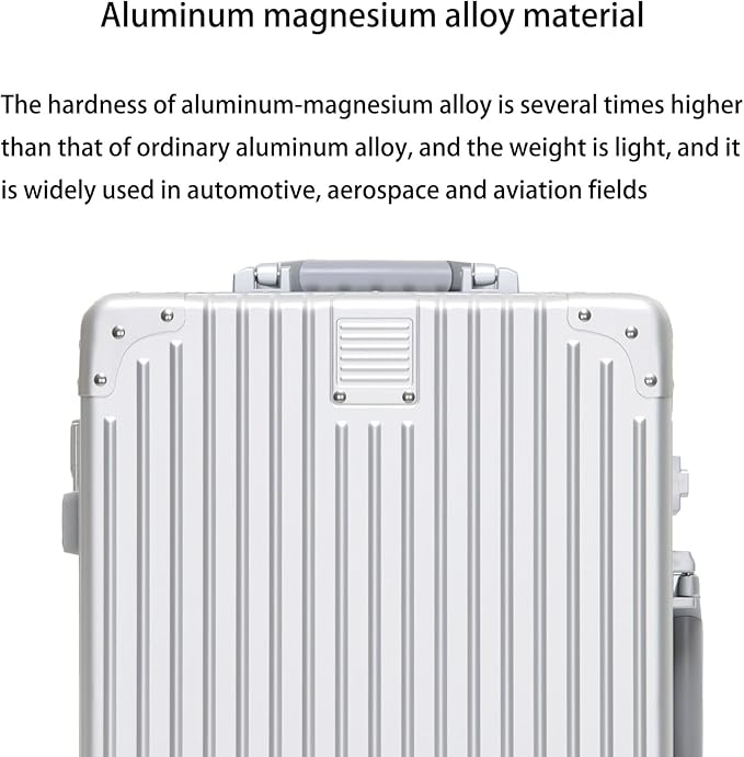 Metal All Aluminum Carry-on Luggage TSA Customs Lock Zipperless Silent Rotary Wheel Business Suitcase Aluminum Frame Set (blue, 20 '')