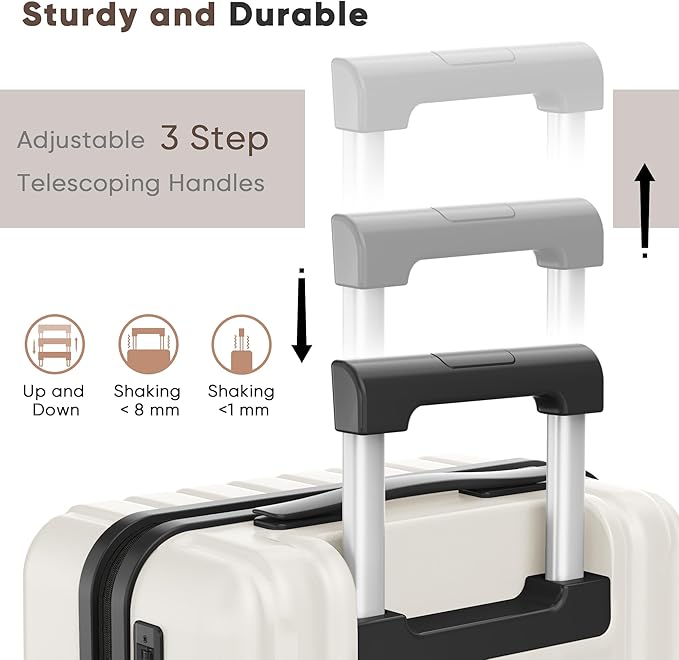 SHOWKOO Luggage Sets 3 Piece 100% PC Ultra Tough Hardside Expandable Suitcases Sets with TSA Lock Double Spinner Wheels (20in/24in/28in, White