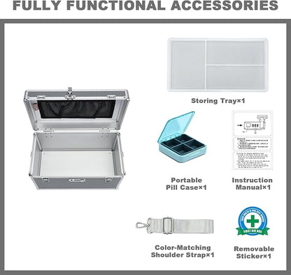 Storage Lock Box with Combination code, Lockable Medicine Storage Case, Empty First Aid Box, Security Lock Box, Multipurpose Lockbox for Home and Outdoor Use (Gray, X-Large)