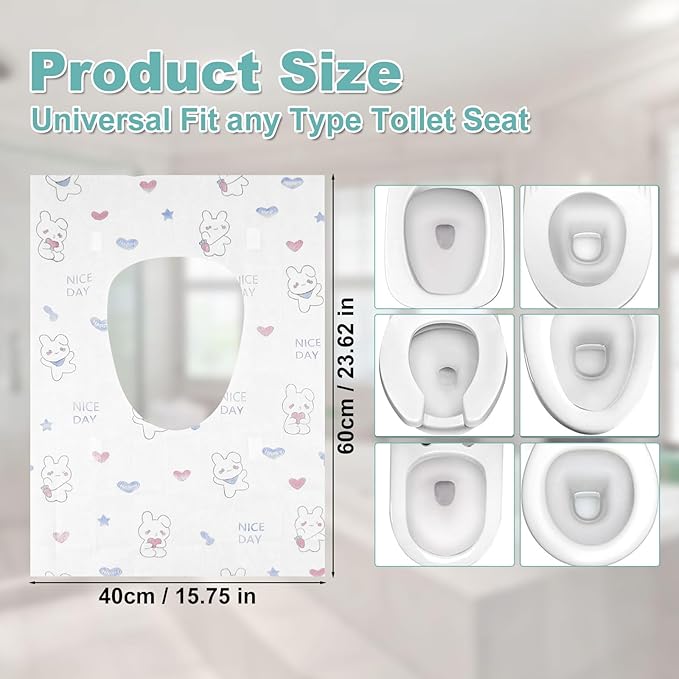 50 Pack Toilet Seat Covers Disposable, Portable Toilet Seat Cover for Travel Waterproof Potty Covers for Toddler(Individually Wrapped）