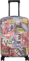 Explore Land Travel Luggage Cover Suitcase Protector Fits 18-22 Inch Case (Retro Pictorial, S)