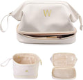 Popular Teen Girl Stuff, Trendy Stuff Makeup Bag, Essentials For Girls Cosmetic Bag with Makeup Brush Organizer, Waterproof, Large Capacity PU Leather Toiletry Bag, Friend gifts