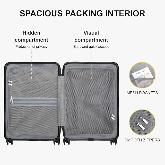 LEVEL8 Carry on Luggage Airline Approved, Small Carry on Suitcases with Wheels, Lightweight Hardside Textured Luggage for Travel, Tsa Approved, 20-Inch, Navy