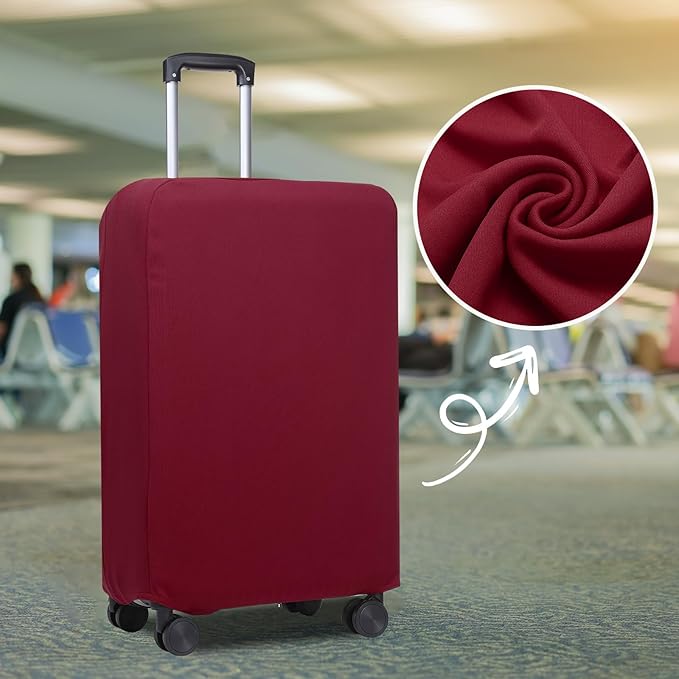 PATIKIL Luggage Cover, Suitcases Covers Elastic Carry on Cover Protector Washable Scratch-Resistant Fits 26-27 Inch Luggage for Travel Business Trips, Wine Red