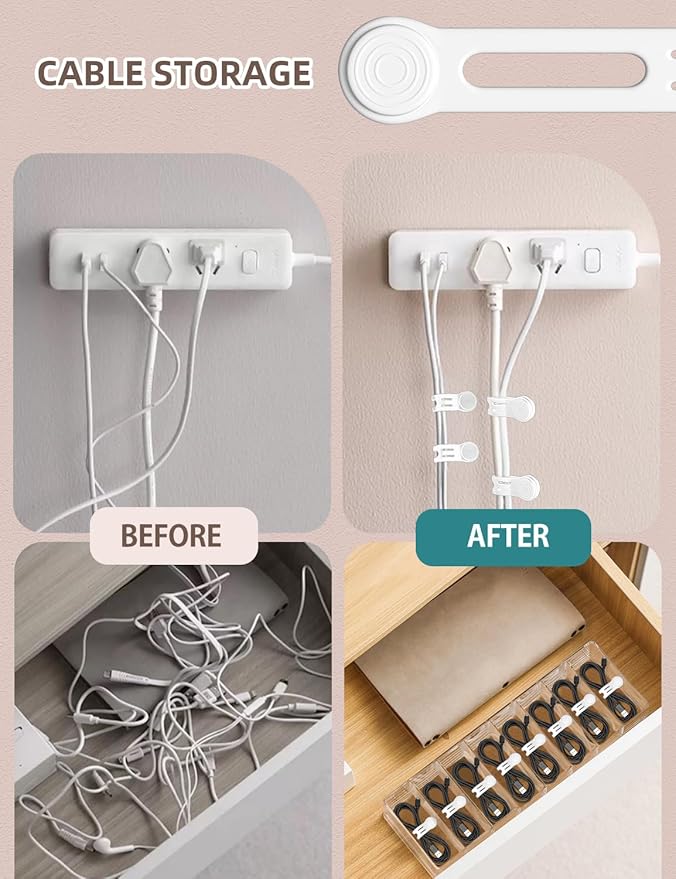 Magnetic Cord Ties Organizers, Kanemc Silicone Cable Tie Cord Wrap Reusable Twist Ties Wire Strap For Charging Cables Headphones USB Type C Cable Small Cords (8-Pack, White)