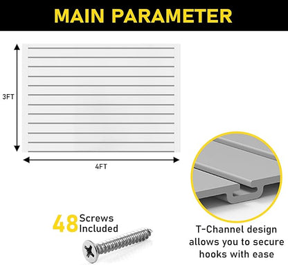 DLDIRECT 36" X 48" - Slatwall Panel Garage Organizer: Heavy Duty Wall Mounted PVC Rack, Interlocking Slat Paneling for Garage Storage, Slotwall Board, Shelves System