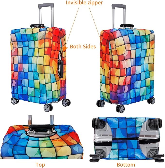 MosaiRudo Travel Luggage Covers For Suitcase Tsa Approved,Suitcase Cover Protector Fit 18-32 Inch Luggage Travel Accessories (T2481, L)