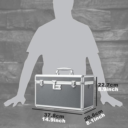 Storage Lock Box with Combination code, Lockable Medicine Storage Case, Empty First Aid Box, Security Lock Box, Multipurpose Lockbox for Home and Outdoor Use (Gray, X-Large)