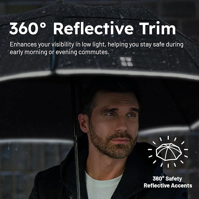 Weatherman - Premium Collapsible Small Travel Umbrella - Windproof, Resists Up to 55 MPH Winds - Compact, Portable, Easy Auto Open with Strong Fiberglass Frame - Folding Umbrella for Rain and Wind (Steel Blue)