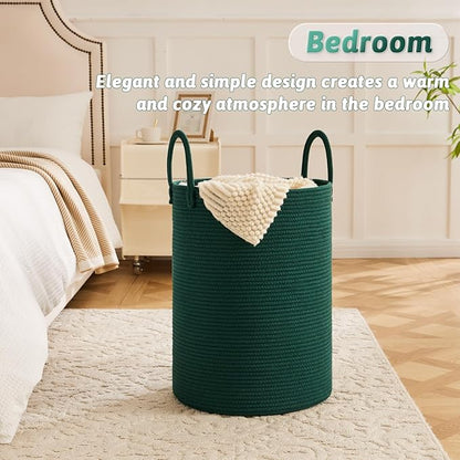 Laundry Basket,Woven Cotton Rope Laundry Hamper,60L for Decorative Storage of Dirty Clothes,Toys and Blankets in Bathroom,Baby Room and Living Room