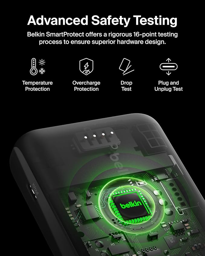 Belkin Portable Charger, Power Bank with Integrated Cable 20000 mAh 30W - Fast Charging USB C Power Delivery, iPhone Charger - iPhone 16 Series, iPad Pro, Galaxy S25 Series, & More - Pink