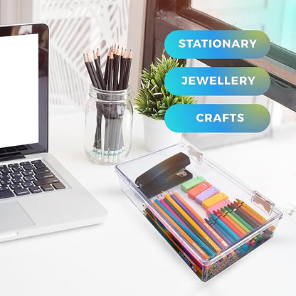 1 Clear Hard Plastic Box with Hinged Lid , 10 3/8" L x 6" W x 2" H, Plastic Display Case and Keepsake Storage Box, Made in USA by Gary Plastic Packaging