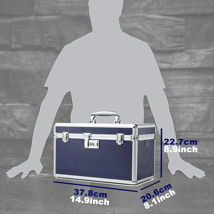 Storage Lock Box with Combination code, Lockable Medicine Storage Case, Empty First Aid Box, Security Lock Box, Multipurpose Lockbox for Home and Outdoor Use (Blue, X-Large)
