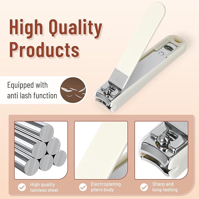 Nail Clippers Set 7 Pieces Stainless Steel Professional Grooming Kits, Fingernail and Toenail Clipper Cutters with Luxurious Travel Case Nail Care Tools Manicure Pedicure Kit