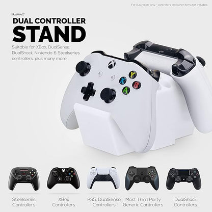Game Controller Holder & Desktop Pen Organizer Stand With Ten Slots for Pens, Pencils, Stationery, Craft Tools & More - Universal Design for PS5 XBOX SERIES X ONE PS4 SWITCH PC Gamepads - D05 - White