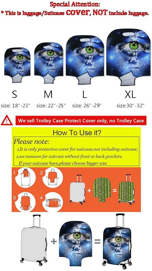 Dragon Suitcase Cover for Luggage Elastic Spandex Luggage Covers Protector Scratch Resistant Travel Baggage Case with Invisible Zip Fits 18-32 Inch Cherry Blossom Suitcase Decorate