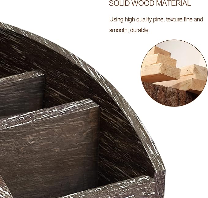 Rustic Brown Wooden Desk Organizer Farmhouse Wood Remote Control Caddy, Vintage 3 Slot Tabletop Desktop Office Supply Storage Rack Desktop TV Remote Control Holder Home Decor Office Supplies Storage