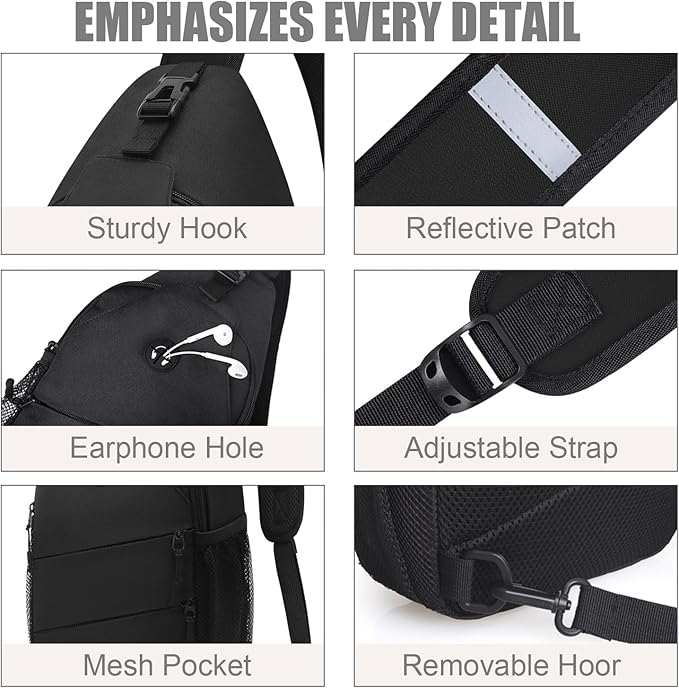 Crossbody Bags for Women Men Trendy Sling Bag Bakpack Casual Chest Bag with Convertible Shoulder Strap