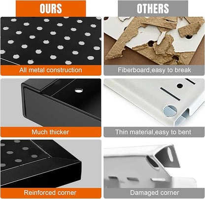 48x24 Inch Metal Pegboard Wall Organizer, Black Pegboard Panels Tool Organizer Kit with Accessories Hooks and Bins, Peg Board Utility Tool Storage for Garage Workbench Shed