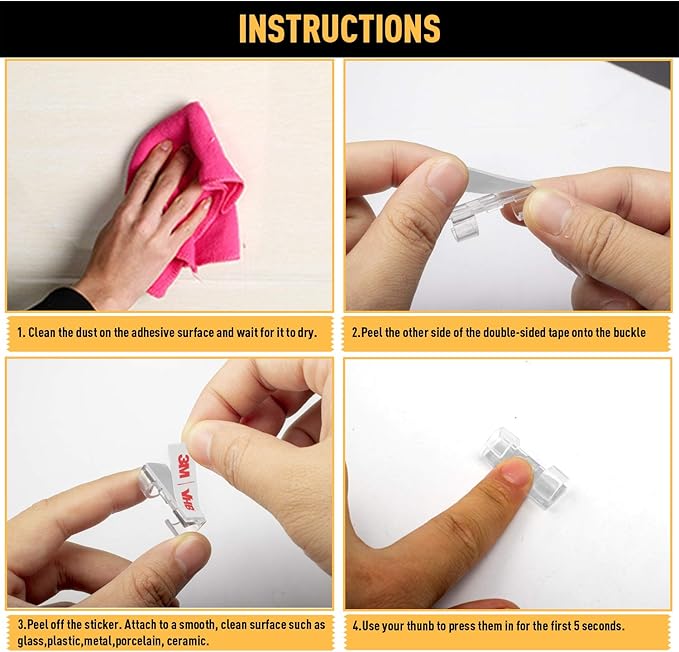 Cable Clips with Strong Self-Adhesive, XIAOXI Cord Organizer Cable Management Organizing Cords Wire for Car, Home and Office - 20 Pcs (Clear)