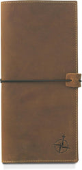WANDERINGS Genuine Leather Passport Wallet - 4.25 x 9 - Large Leather Passport Holder for Travel - Folding Leather Travel Wallet Case with RFID Blocking, Travel Organizer for Men and Women