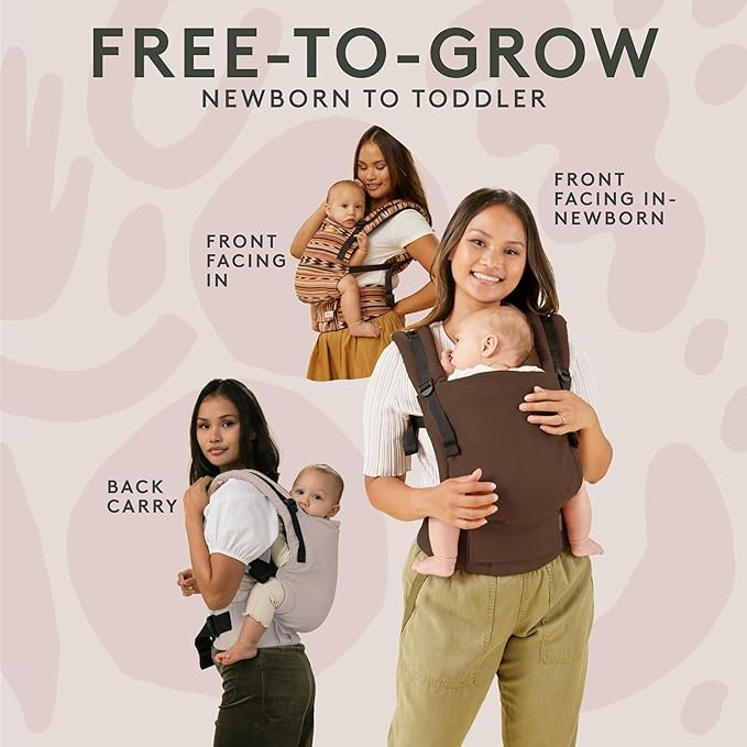 Baby Tula Linen Panel Free-to-Grow Baby Carrier - Adjustable, Comfortable, Newborn to Toddler Carrier - Ergonomic Fit for 7lbs to 45lbs - Plant-Based Fabric - Back & Front Carry Options - Sand (Tan)