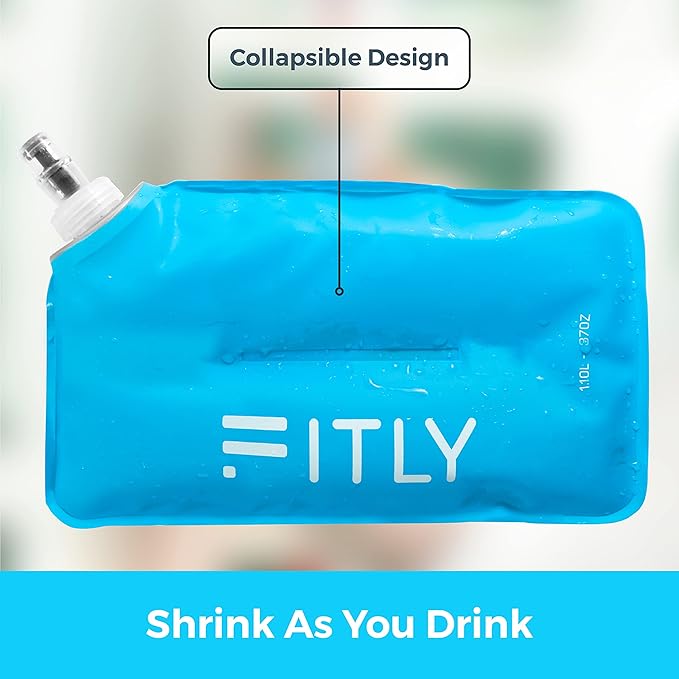 Soft Flask - Shrink As You Drink Soft Water Bottle for Hydration Pack - Folding Water Bottle Ideal for Running, Hiking, Cycling, Climbing & Rigorous Activity