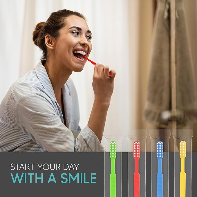 12 Pack Disposable Toothbrushes with Toothpaste, Built in - Prepasted Toothbrushes Individually Wrapped |Single Use Waterless Tooth Brush with Soft Bristles for Airbnb, Hotel, Camping, Travel