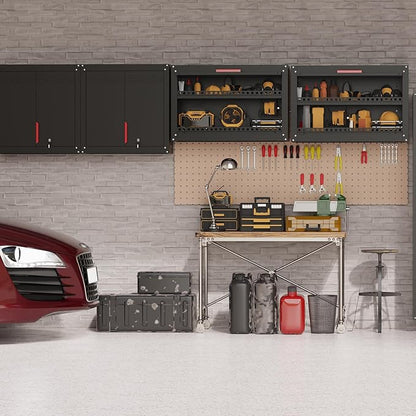 Garage Wall Cabinet,Up Flip Door Metal Wall Cabinet,Wall Mounted Metal Storage Cabinets with Doors and Adjustable Shelf for Garage,Utility Room and Basement