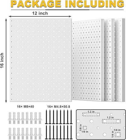 Ultrawall Metal Pegboard Panels, Pegboard Wall Organizer, Peg Boards for Wall, Garage Tool Storage Organization, 12"X16", 4pcs, Gray