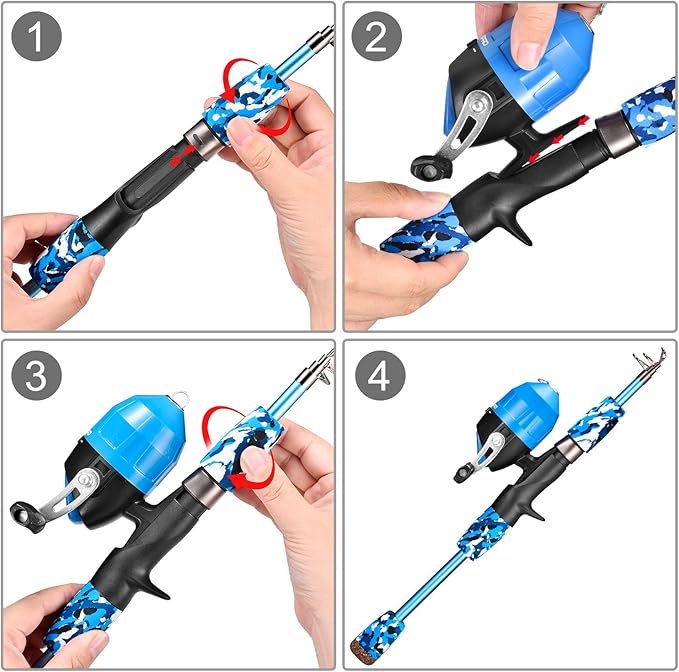 ODDSPRO Kids Fishing Pole Pink, Portable Telescopic Fishing Rod and Reel Combo Kit - with Spincast Fishing Reel Tackle Box for Girls, Youth