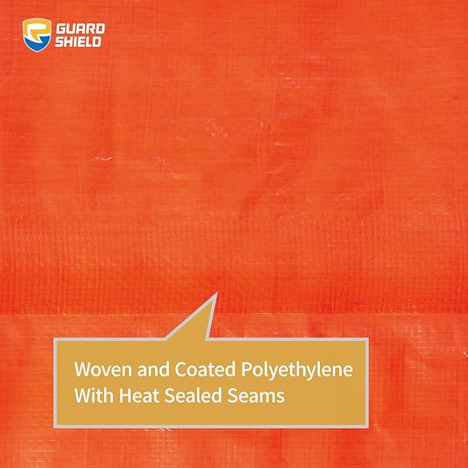GUARD SHIELD Orange Tarp 12x20 Feet Tarps High Visibility Outdoor Poly Cover Lightweight 6mil