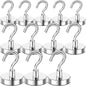 DIYMAG Strong Neodymium Magnetic Hooks, 170 Lbs Heavy Duty Rare Earth Magnets with Hook, Strong Corrosion Protection Facilitate Hook 12 Packs