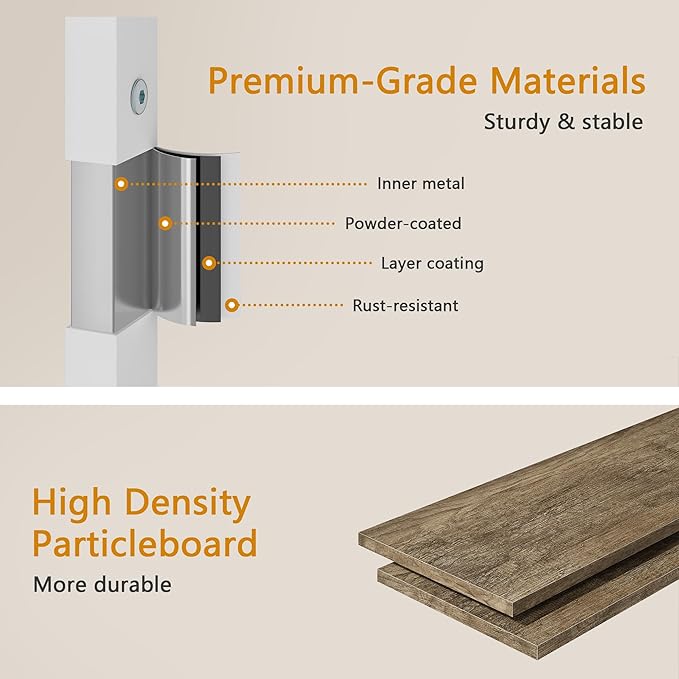 4-Tier Ladder Shelf with Drawer, Bathroom Stand Floor Storage Shelf, Freestanding Tower Table Ladder-White.