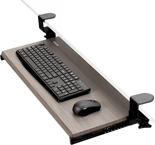 VIVO Large Clamp-on Computer Keyboard and Mouse Under Desk Slider Tray, 27 x 11 inch Pull Out Platform Drawer, Gray, MOUNT-KB05GY