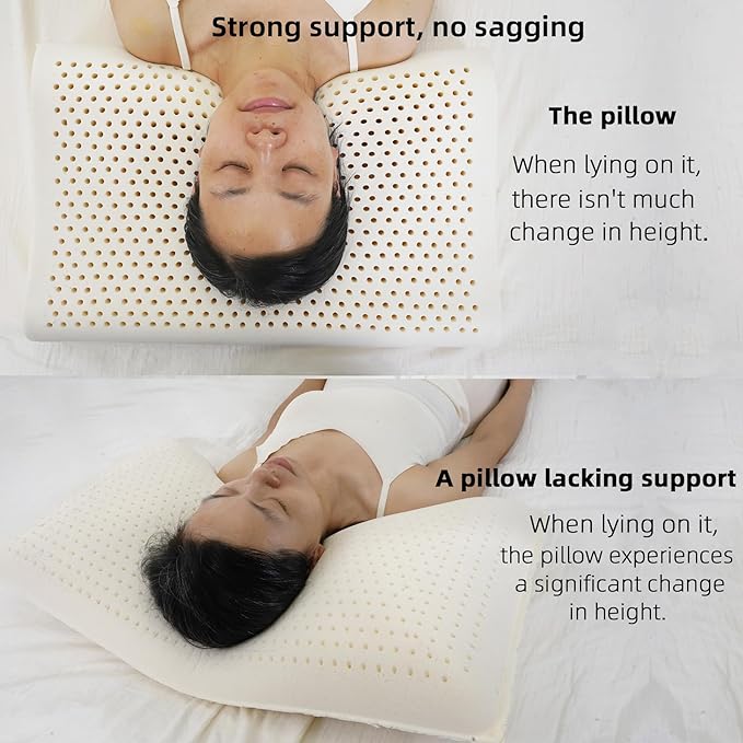 Nature Latex Foam Pillows, Cervical Pillow for Neck and Shoulder Pain Relief, Ergonomic Contour Bed Pillow, Soft for Side Sleep Stomach Sleeping and Back Sleeper(23.6"×15.7"×3.7"/4.5")
