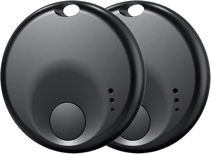 Premium Tracker Tag - Smart Bluetooth Tracker, Works with Apple Find My APP (iOS Only, Not for Android), Smart Tag Keys Finder & Item Locator for Keys, Luggage, Pets & Wallet (2 Pack Black)